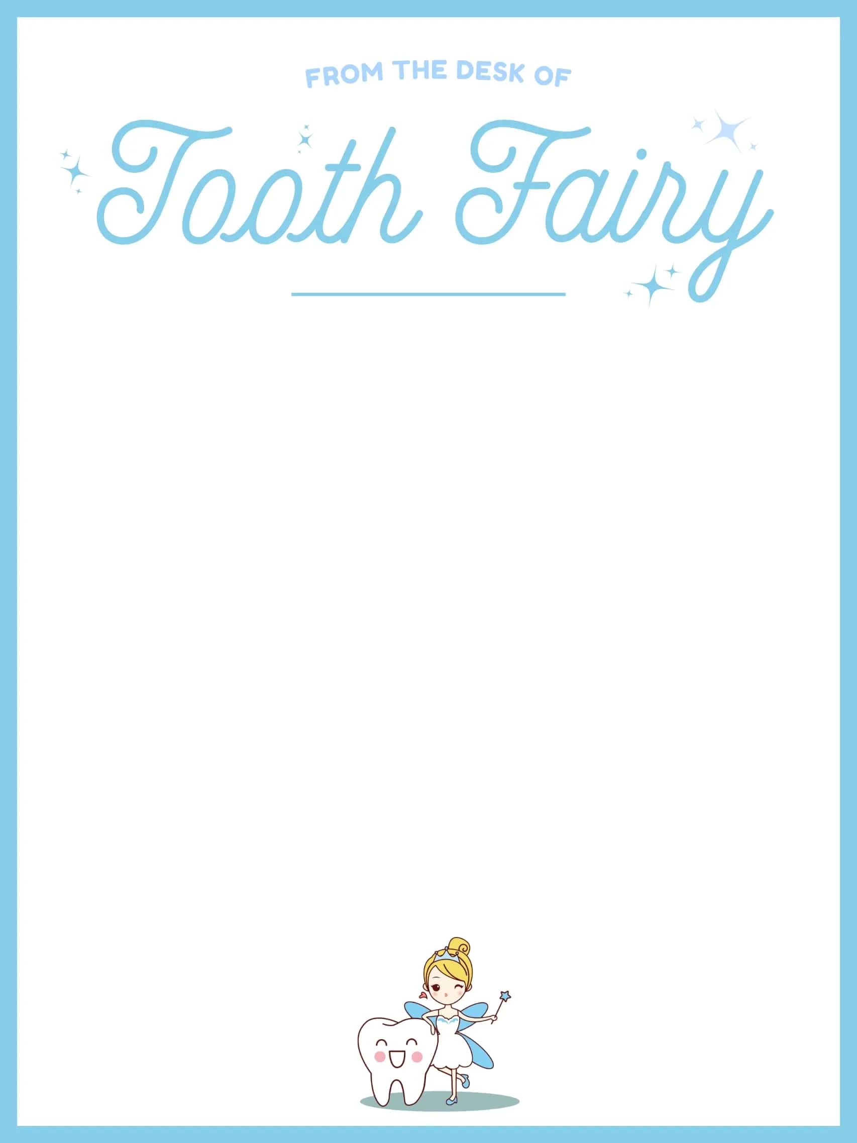 Classic Blue — Tooth Fairy Letter template